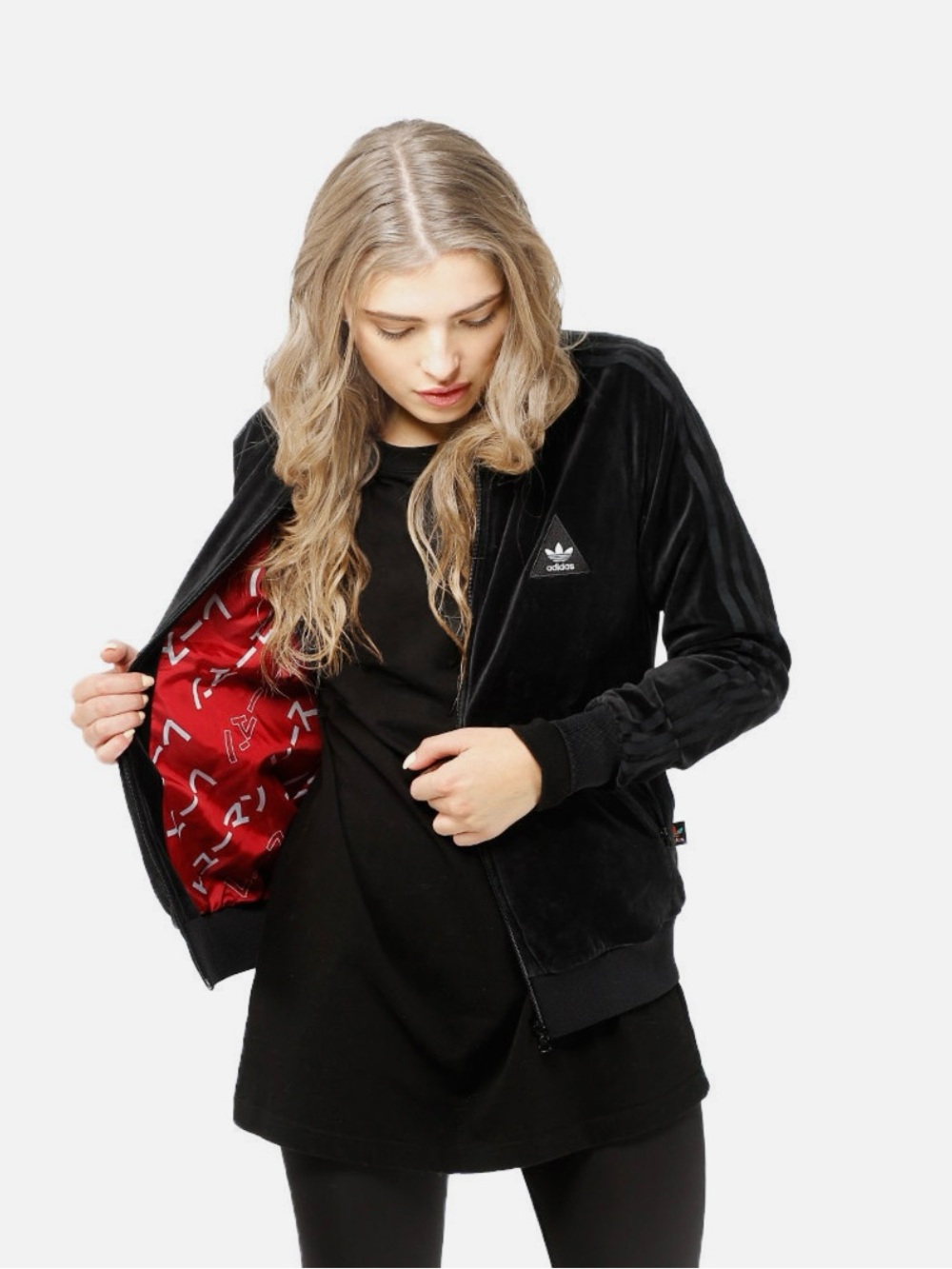 Adidas Women's Black Velour Track Jacket